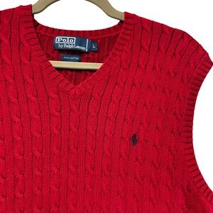 Vintage Polo Ralph Lauren Sweater Vest Mens L Red Preppy Quiet Luxury